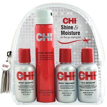 Дорожній набір CHI shine moisture(MASK/59 мл + SHMP/59 мл + SILK/59 мл + HAIR/SPRAY/74 г) 633911812969 фото