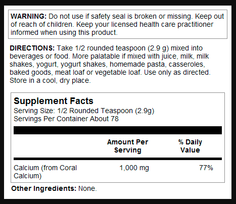 Coral Calcium Powder 1000mg - 8oz (До 12.25) 2023-10-5669 фото