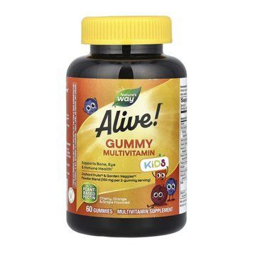 Alive! Children's Gummy Multivitamin, Gluten Free, Made with Pectin - 60 Gummies 100-80-6848350-20 фото