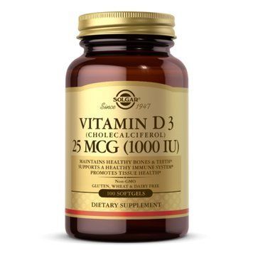 Vitamin D3 (Cholecalciferol) 25 mCG (1000 IU) - 100 softgels 2022-10-1550 фото
