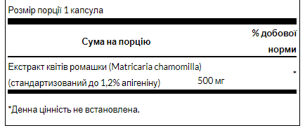 Chamomile Flower Extract Standardized Apigenin 500 mg - 60caps 2022-09-1094 фото