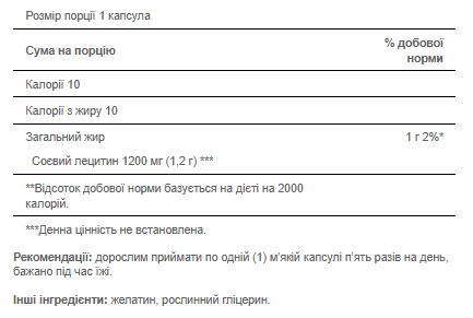 Soy Lecithin 1200 mg - 100 softgels 2022-10-1675 фото