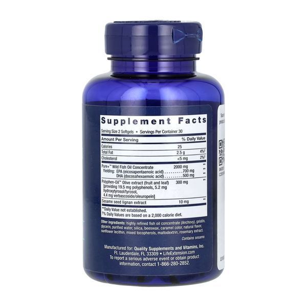 Super Omega-3 EPA/DHA Fish Oil Sesame Lignans & Olive Extract	- 60 softgels 2022-10-1939 фото