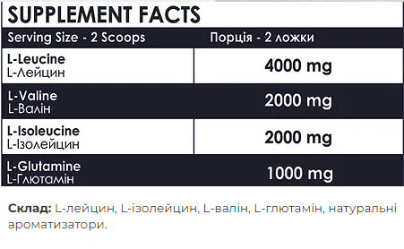 BCAA 2:1:1 + Glutamine - 500g Tropical mix 100-83-6563878-20 фото