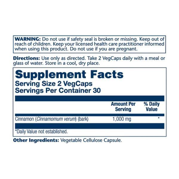 Cinnamon Bark 1000mg (2 serv. of 500mg) - 60 vcaps 2023-10-3018 фото