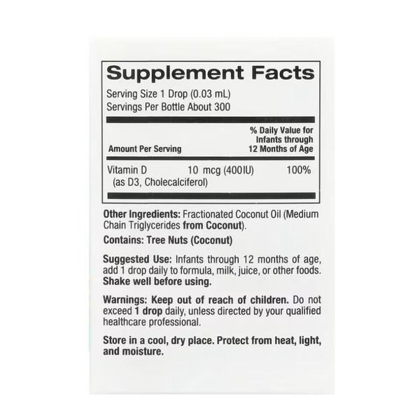 Liquid Vitamin D3 for Babies 10 mcg (400IU) - 10 ml 2022-09-9905 фото