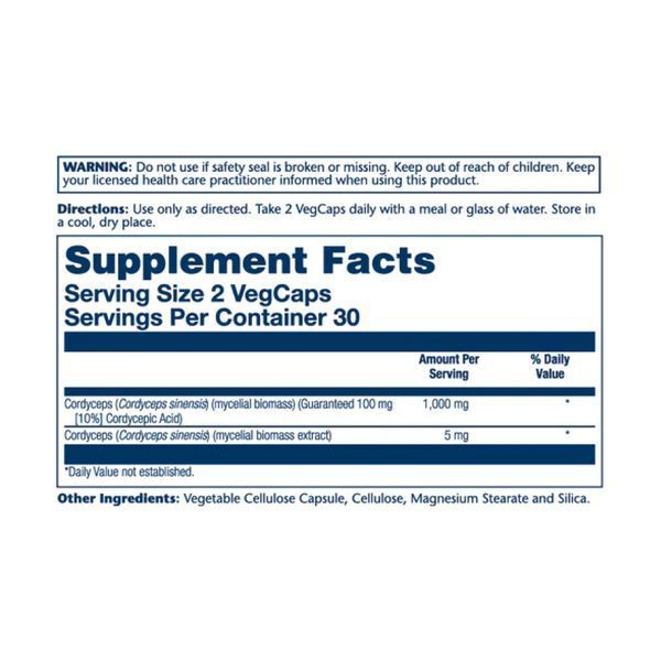 Cordyceps Mushroom Extract 500mg - 60 vcaps 2023-10-2131 фото