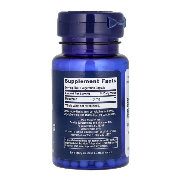 Melatonin 3 mg - 60 vcaps (Пошкоджена етикетка, затерта дата) 2023-10-5706 фото