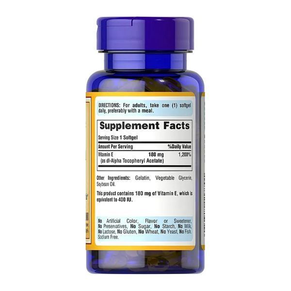 Vitamin E-180mg 400 IU - 100 softgels 100-94-2327453-20 фото